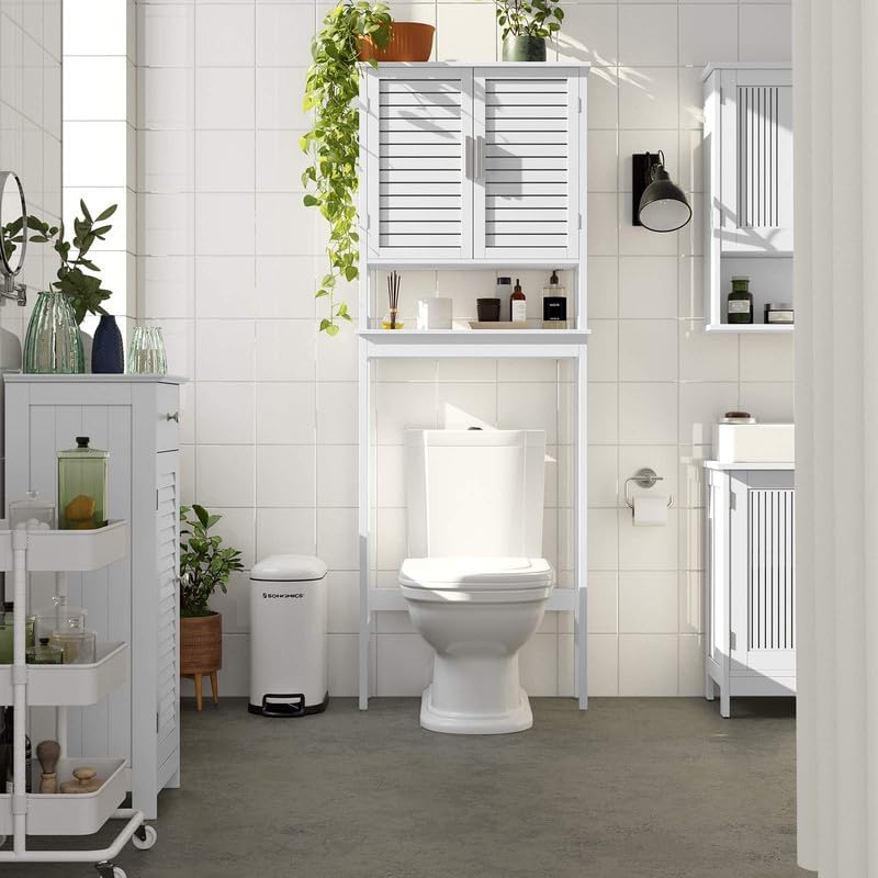 Omarica za nad wc, 23x60x173 cm, bela | SONGMICS-Vasdom.si