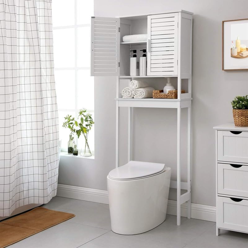 Omarica za nad wc, 23x60x173 cm, bela | SONGMICS-Vasdom.si