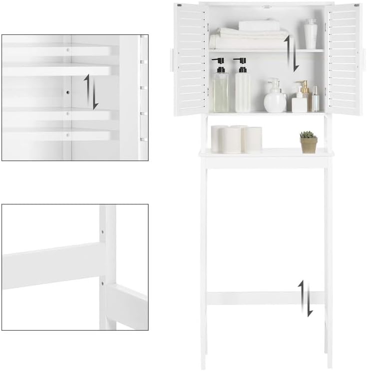 Omarica za nad wc, 23x60x173 cm, bela | SONGMICS-Vasdom.si