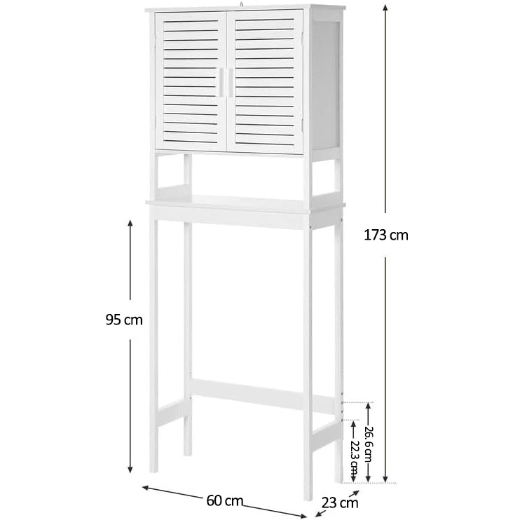 Omarica za nad wc, 23x60x173 cm, bela | SONGMICS-Vasdom.si