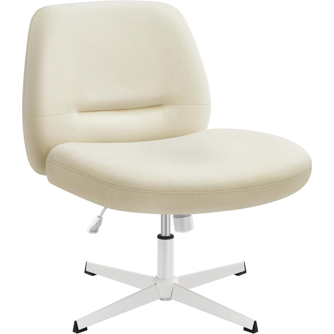 Pisarniški stol, vrtljiv stol brez naslonov za roke, krem bela | SONGMICS-Vasdom.si