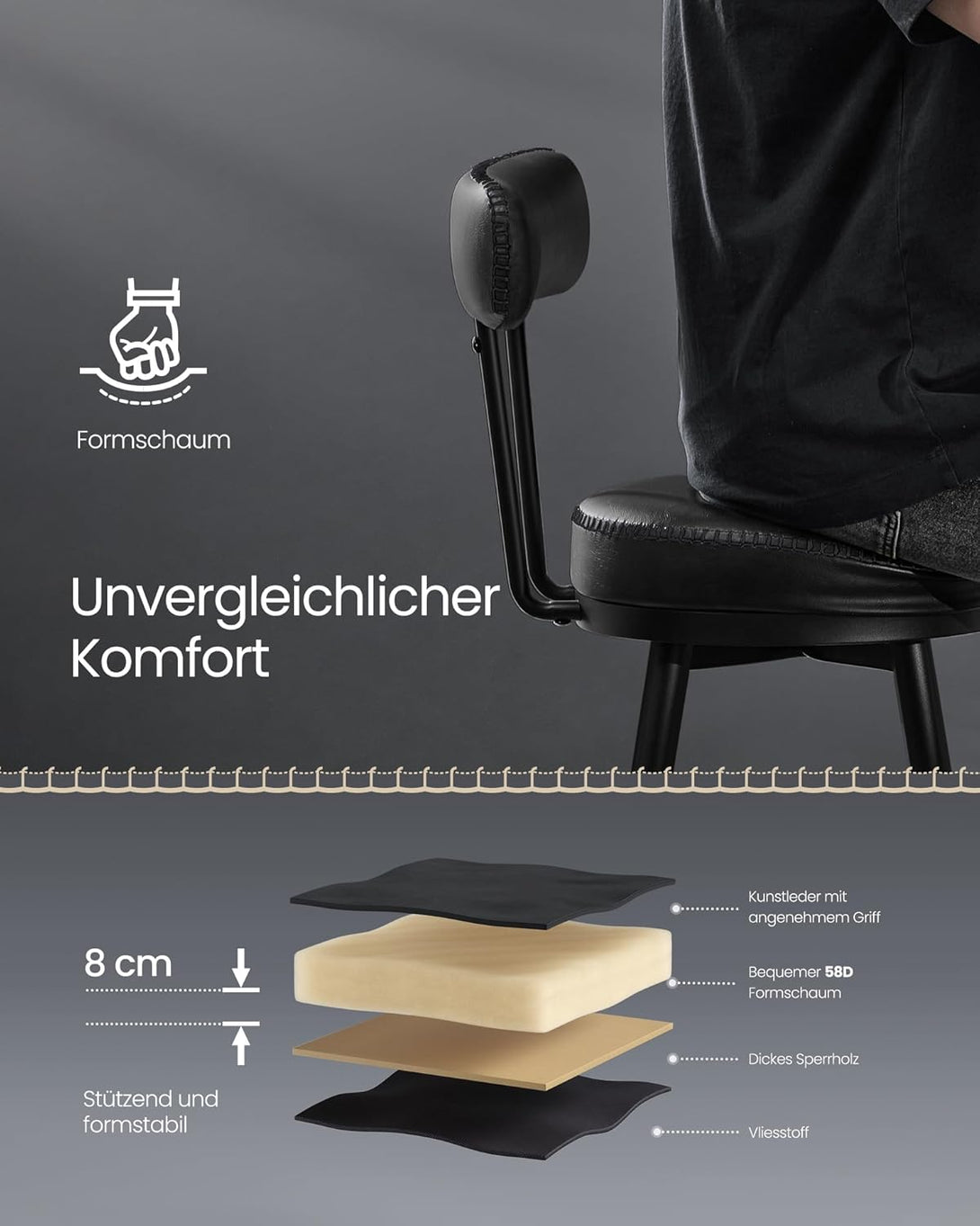 Set 2 barskih stolov iz kolekcije EKHO, 54 x 54 x 91 cm, črni | VASAGLE-Vasdom.si