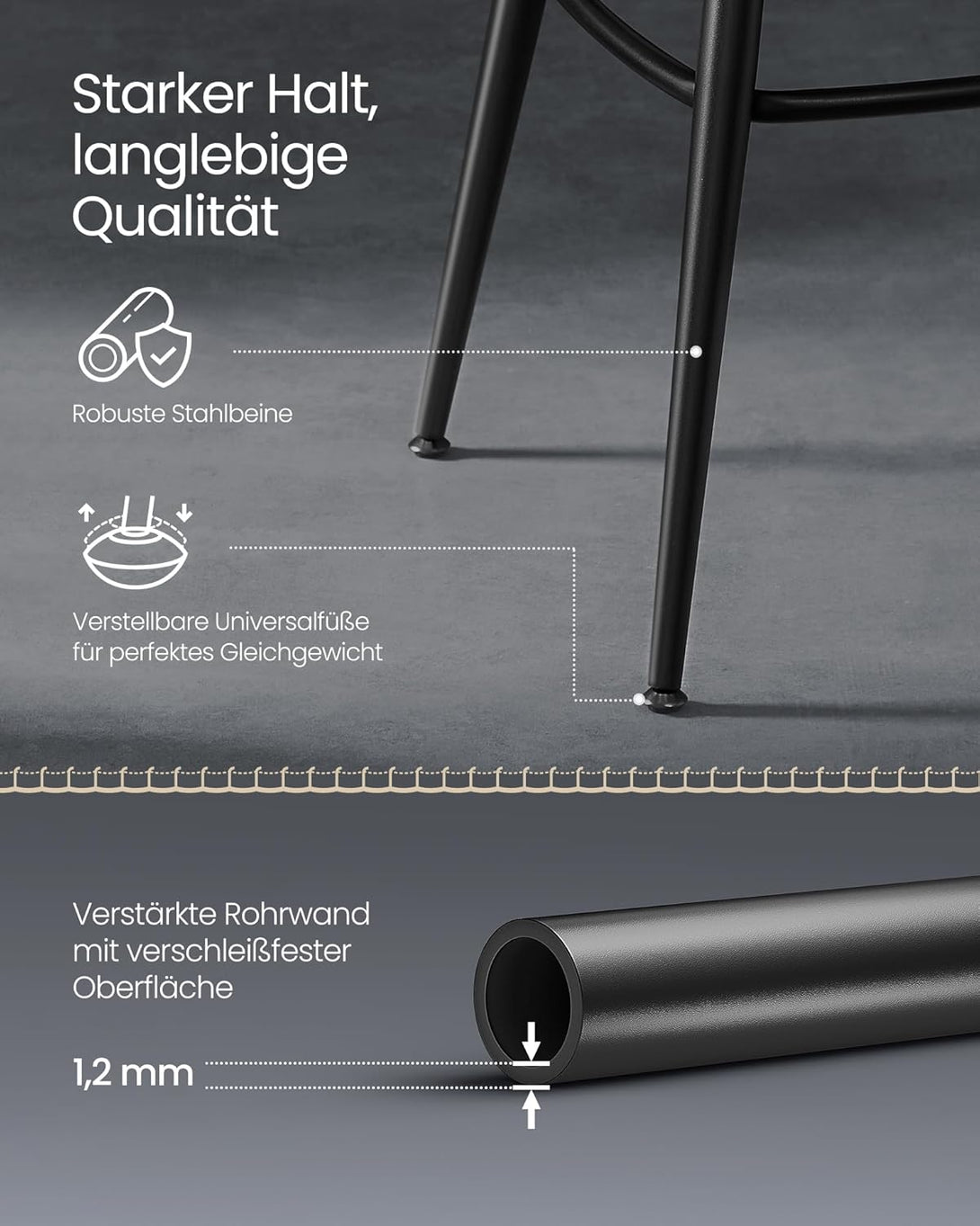 Set 2 barskih stolov iz kolekcije EKHO, 54 x 54 x 91 cm, črni | VASAGLE-Vasdom.si