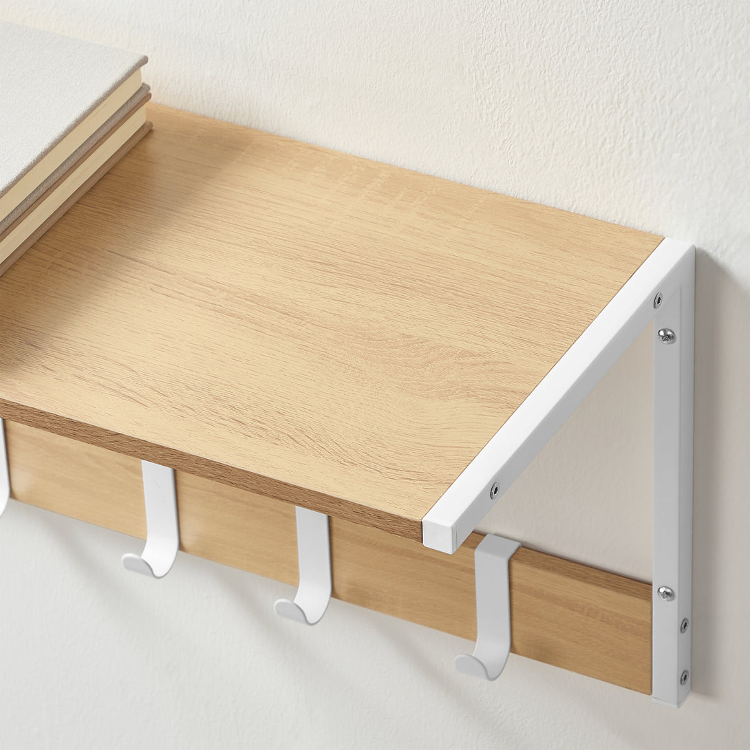 Set 2 stenskih polic, 50 x 24,2 x 26,5 cm, v barvi lesa in bele barve | VASAGLE-Vasdom.si