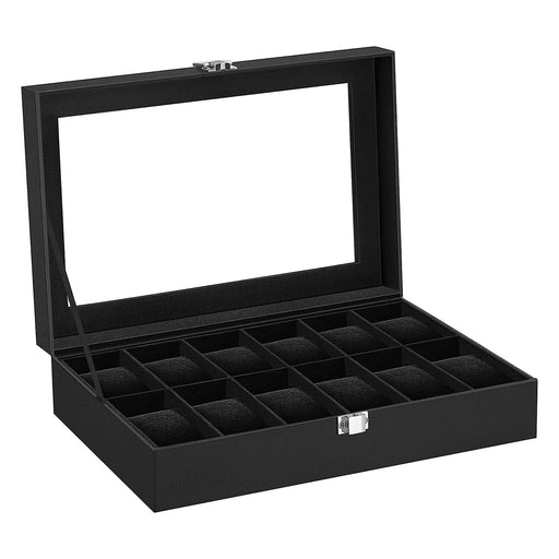 Škatla za shranjevanje ur za 12 ur, 32,5 x 8,5 x 19 cm, črna | SONGMICS-Vasdom.si