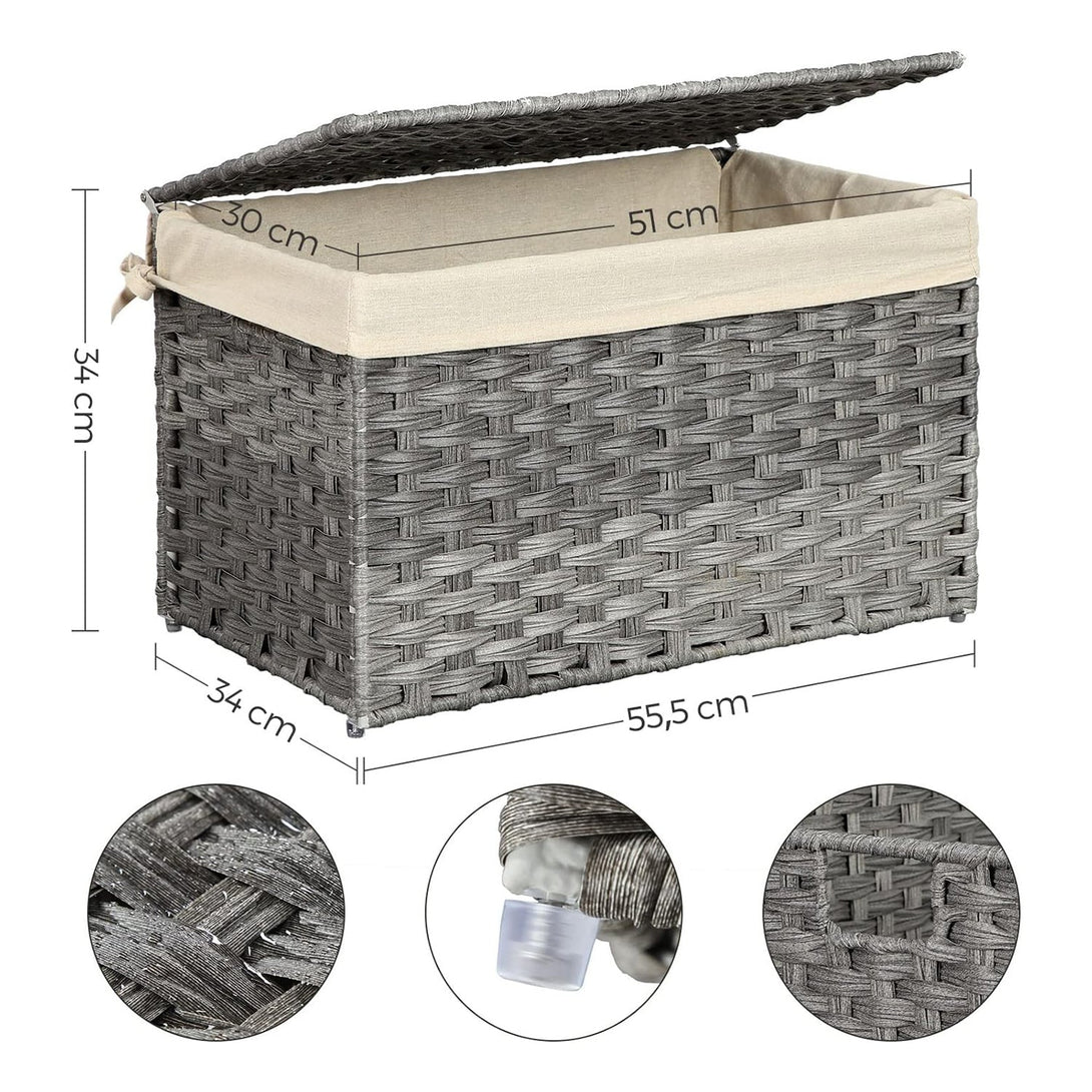 Škatla za shranjevanje v stilu ratana, košara za shranjevanje, 65 l, siva | SONGMICS-Vasdom.si