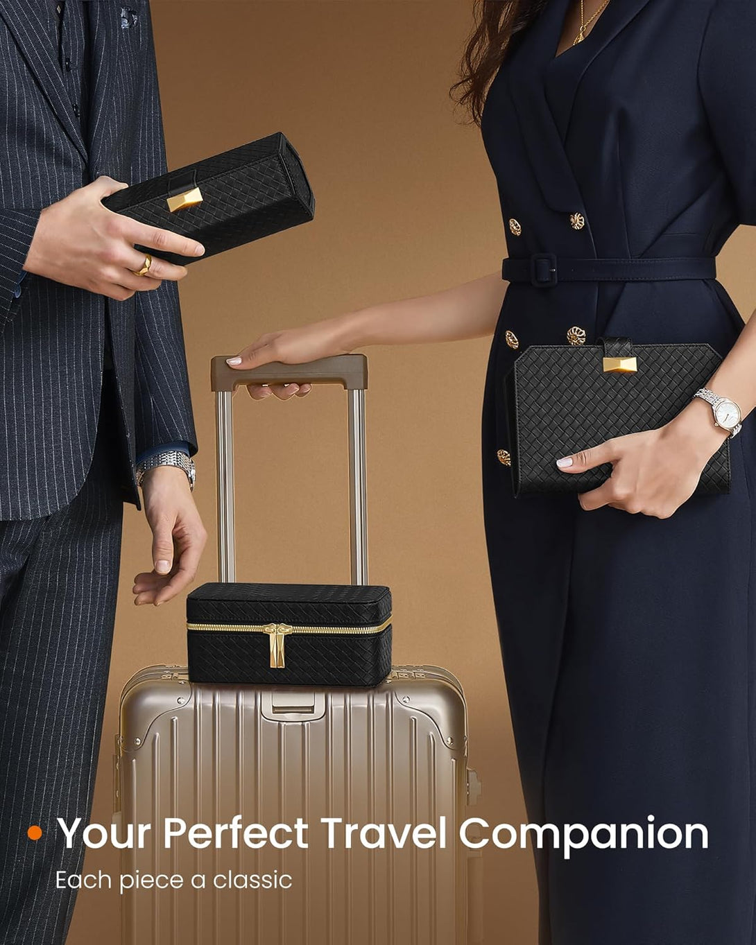 Škatla za ure iz PU usnja, 10 x 20 x 9 cm, črne barve | SONGMICS-Vasdom.si