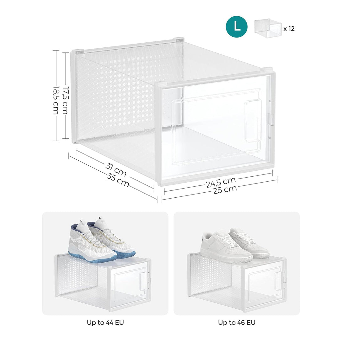 Škatle za čevlje, 12 zložljivih sistemov, prozorne in bele | SONGMICS-Vasdom.si