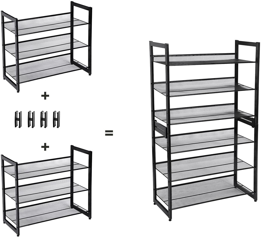 Stojalo za čevlje, 3-stopenjska zložljiva polica, za 9-12 parov, črna | SONGMICS-Vasdom.si