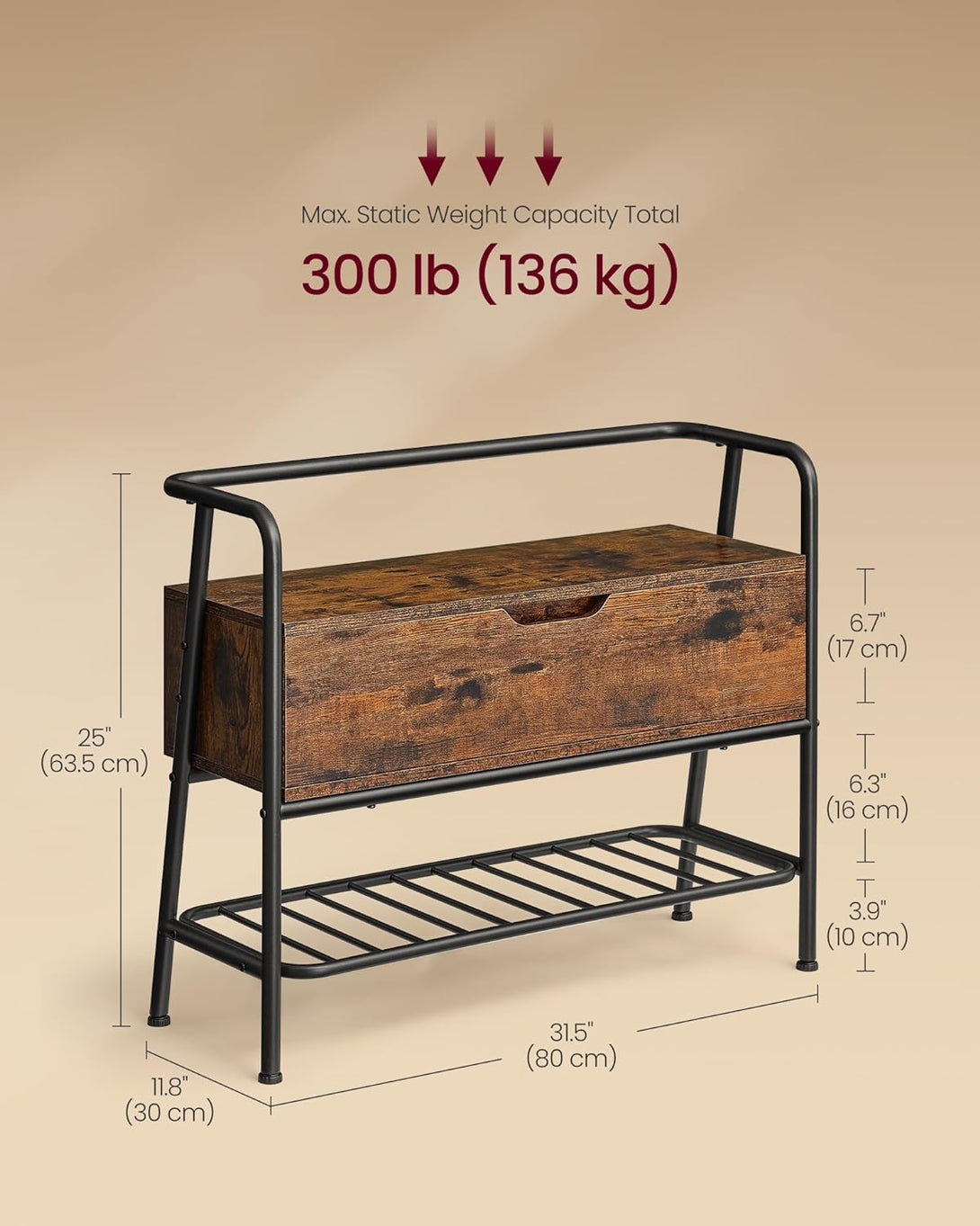Stojalo za čevlje, 30x80x63,5 cm, rjava in črna | VASAGLE-Vasdom.si