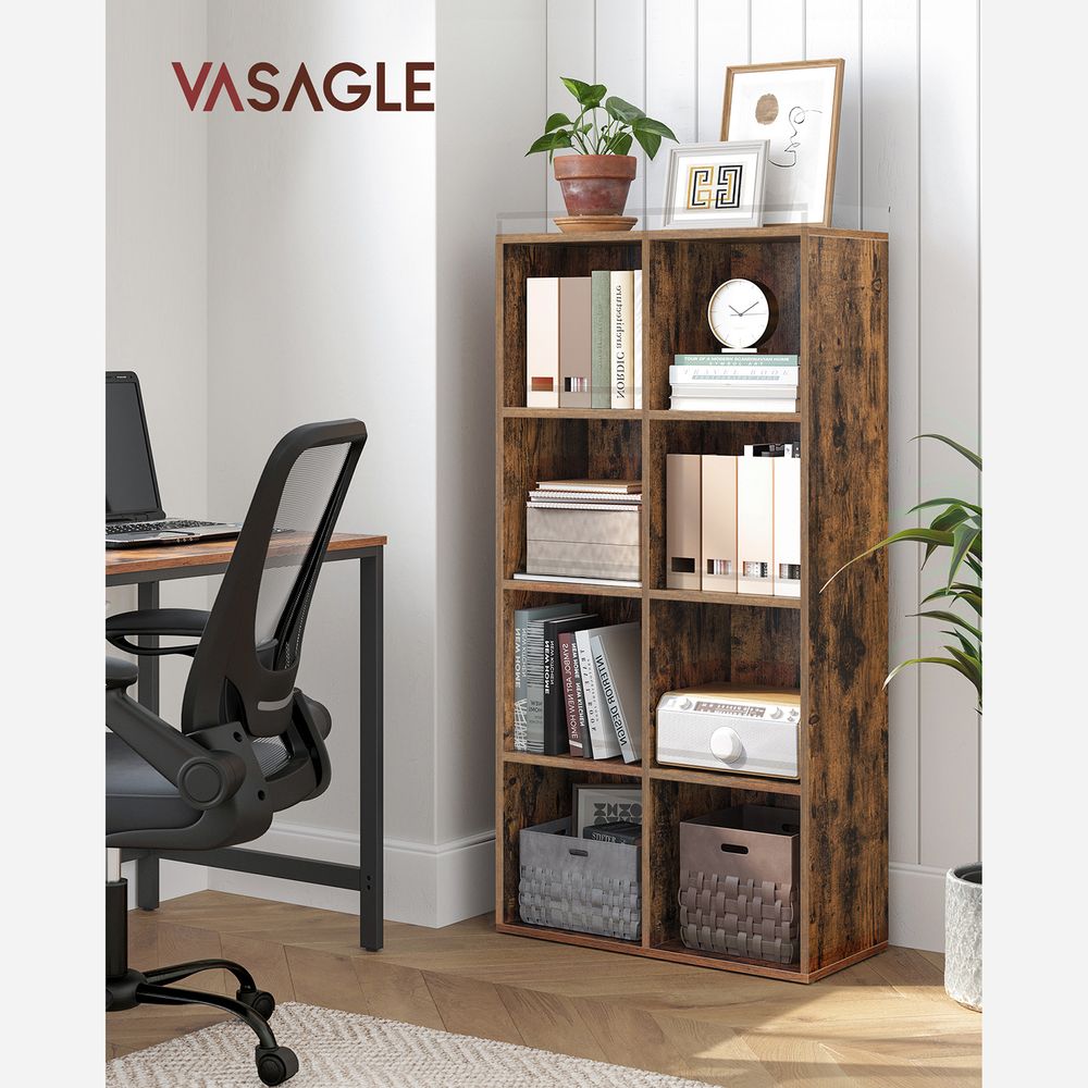 Stojalo za knjige z 8 odlagalnimi enotami, 65,5 x 30 x 13,5 cm, rjava | VASAGLE-Vasdom.si