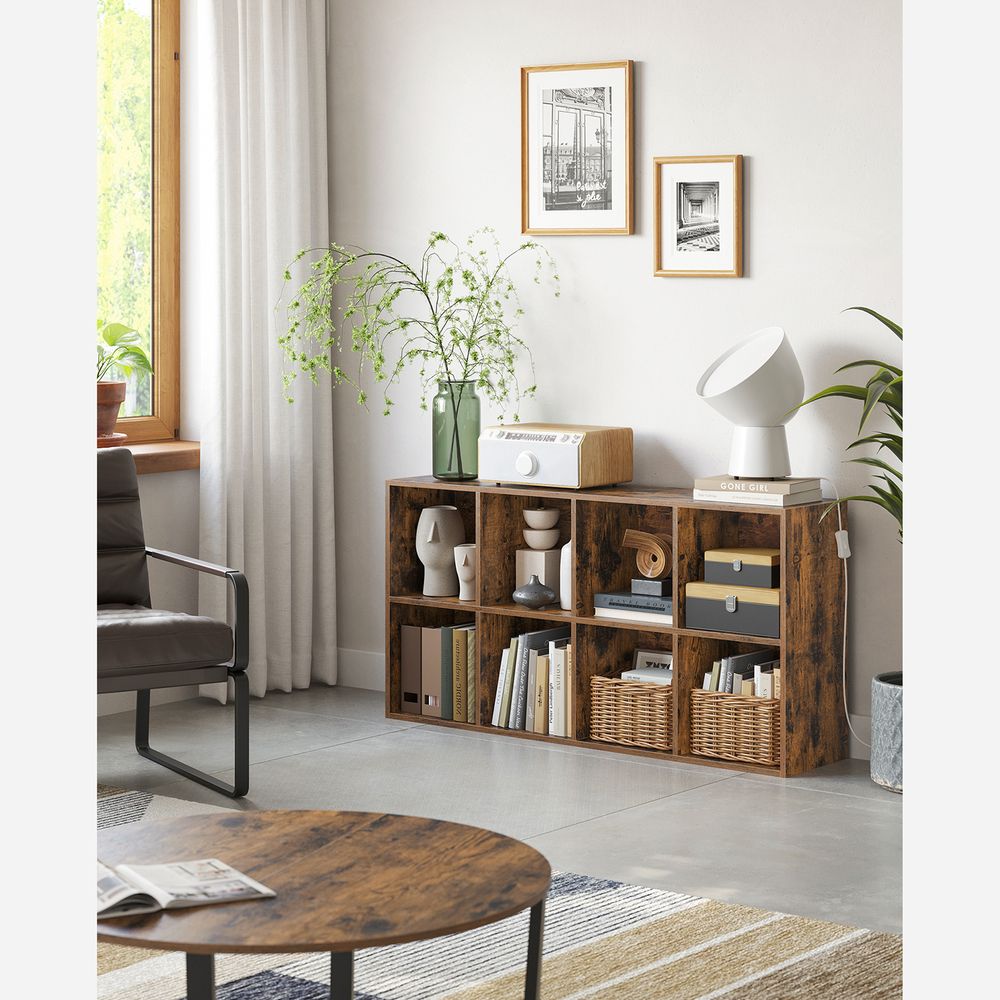 Stojalo za knjige z 8 odlagalnimi enotami, 65,5 x 30 x 13,5 cm, rjava | VASAGLE-Vasdom.si