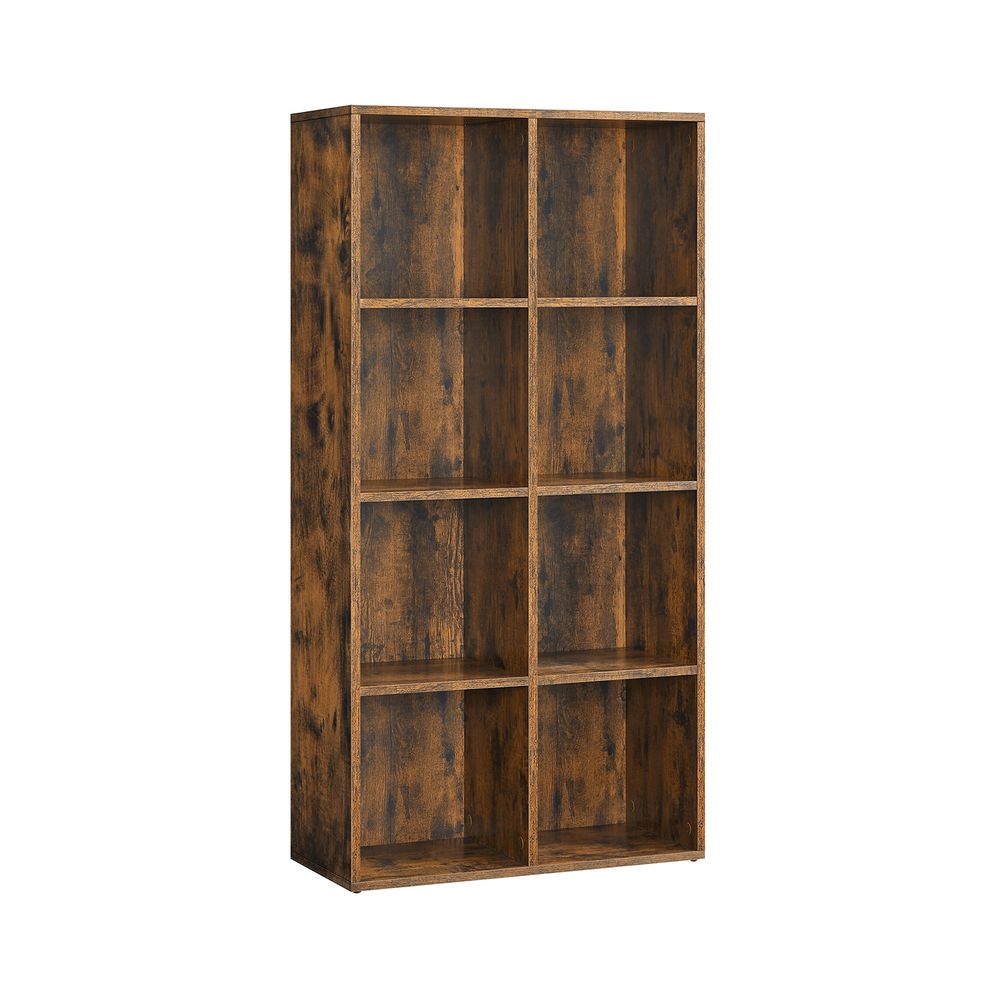 Stojalo za knjige z 8 odlagalnimi enotami, 65,5 x 30 x 13,5 cm, rjava | VASAGLE-Vasdom.si