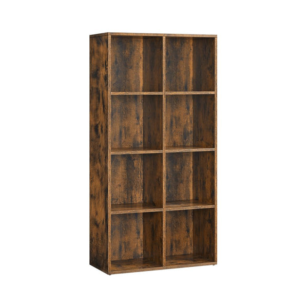 Stojalo za knjige z 8 odlagalnimi enotami, 65,5 x 30 x 13,5 cm, rjava | VASAGLE-Vasdom.si