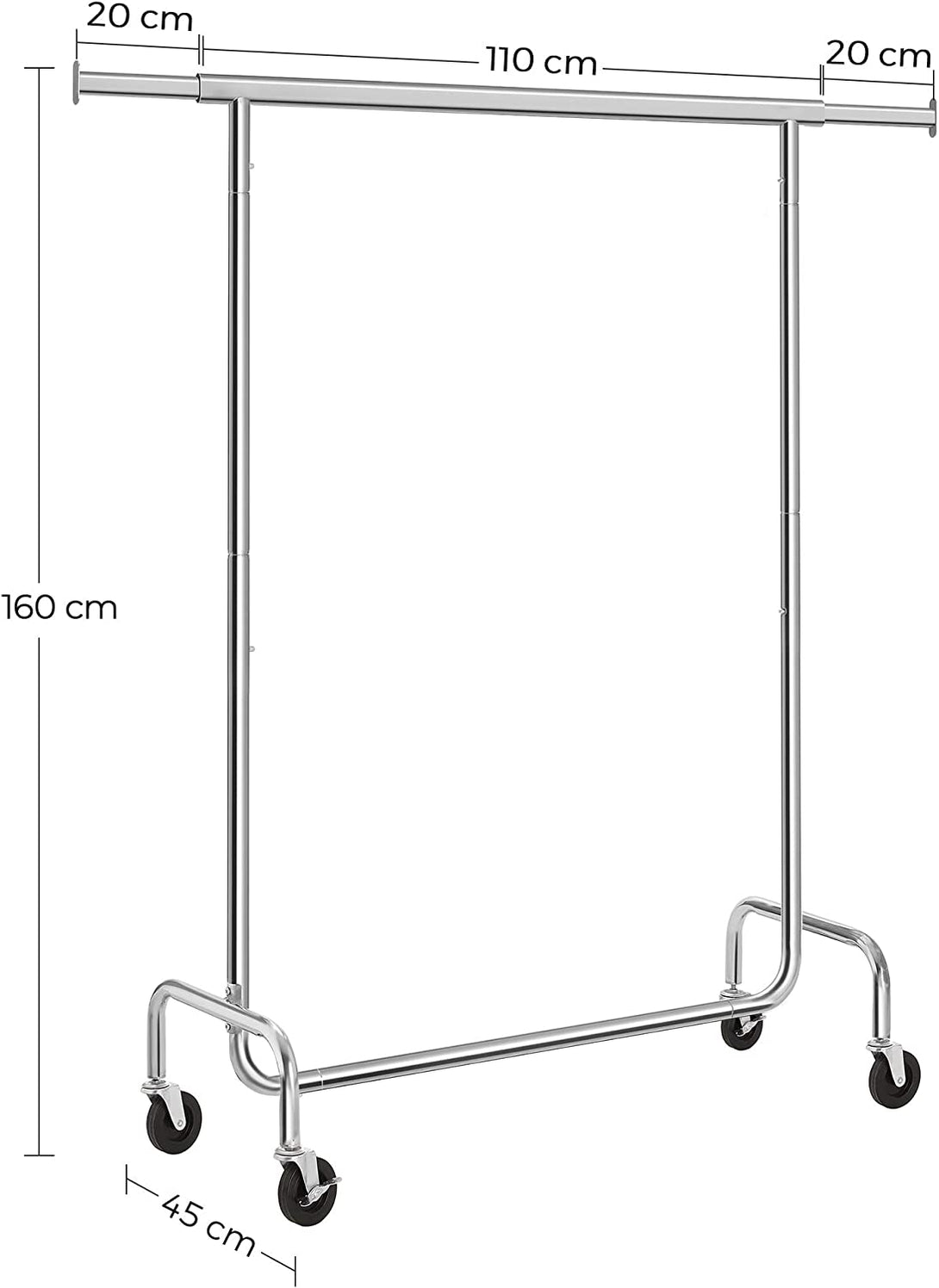 Stojalo za oblačila na kolesih, največja obremenitev 130 kg, siva | SONGMICS-Vasdom.si