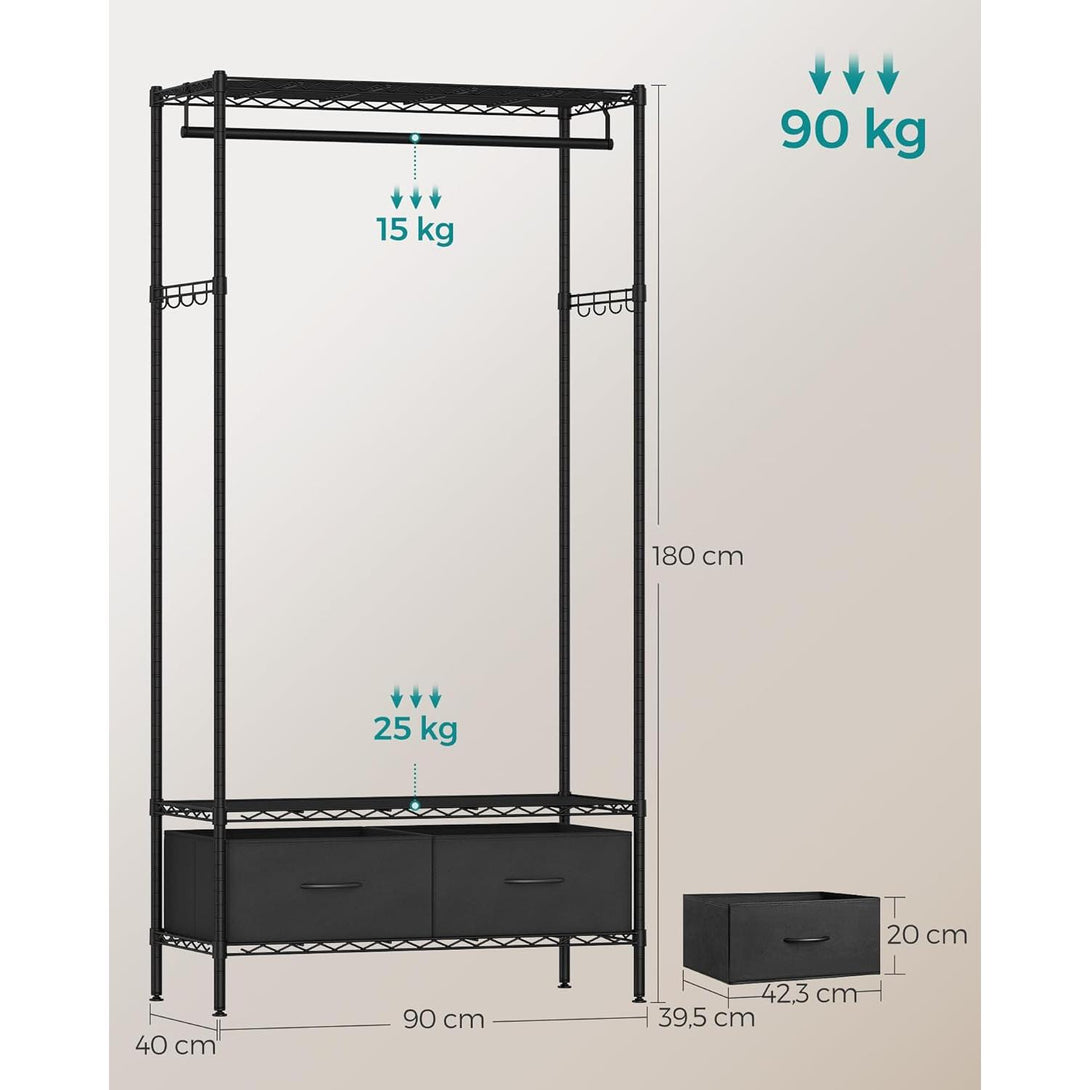 Stojalo za oblačila, odprta omara, 40 x 90 x 180 cm (D x Š x V), črna | SONGMICS-Vasdom.si