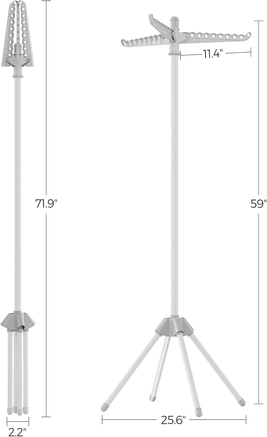 Stojalo za sušenje perila višine 150 cm, sivo-belo | SONGMICS-Vasdom.si
