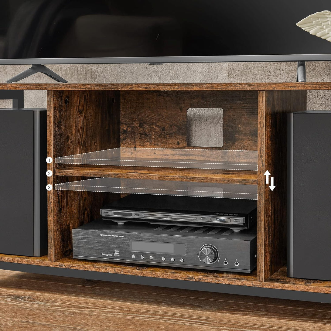 TV omarica z odprtimi policami, 120 x 40 x 50 cm, rustikalno rjava in črna | VASAGLE-Vasdom.si