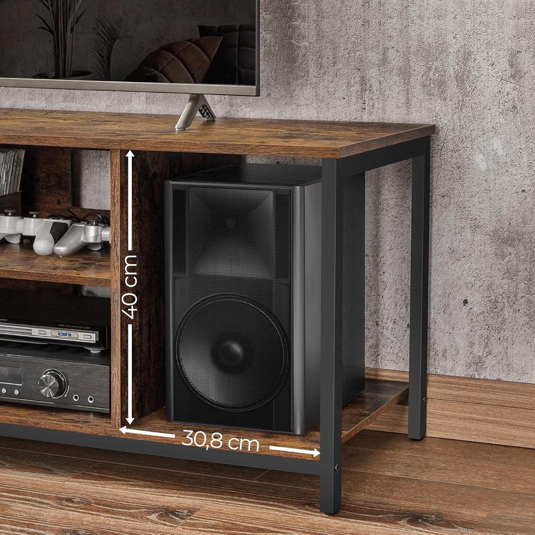 TV omarica z odprtimi policami, 120 x 40 x 50 cm, rustikalno rjava in črna | VASAGLE-Vasdom.si