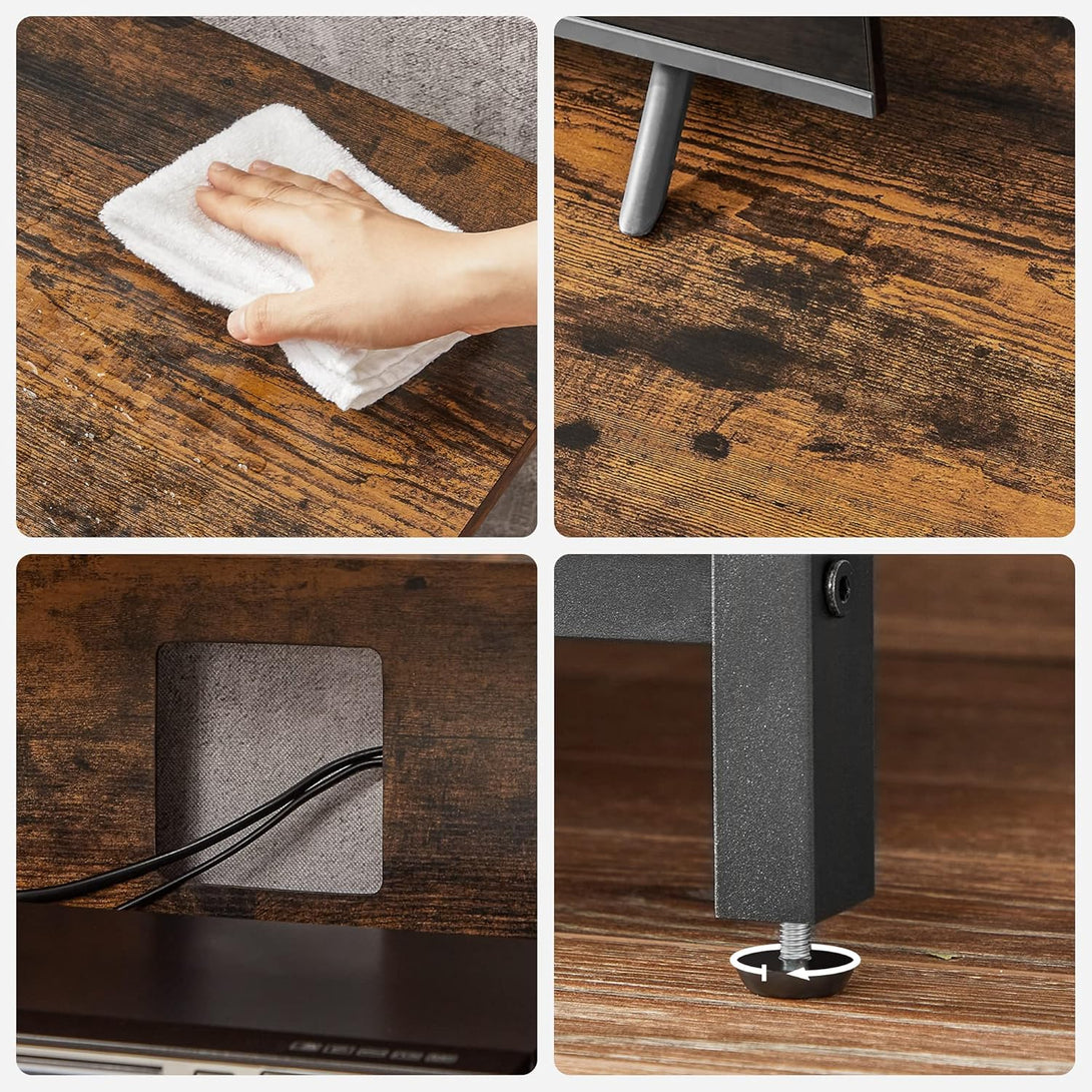 TV omarica z odprtimi policami, 120 x 40 x 50 cm, rustikalno rjava in črna | VASAGLE-Vasdom.si