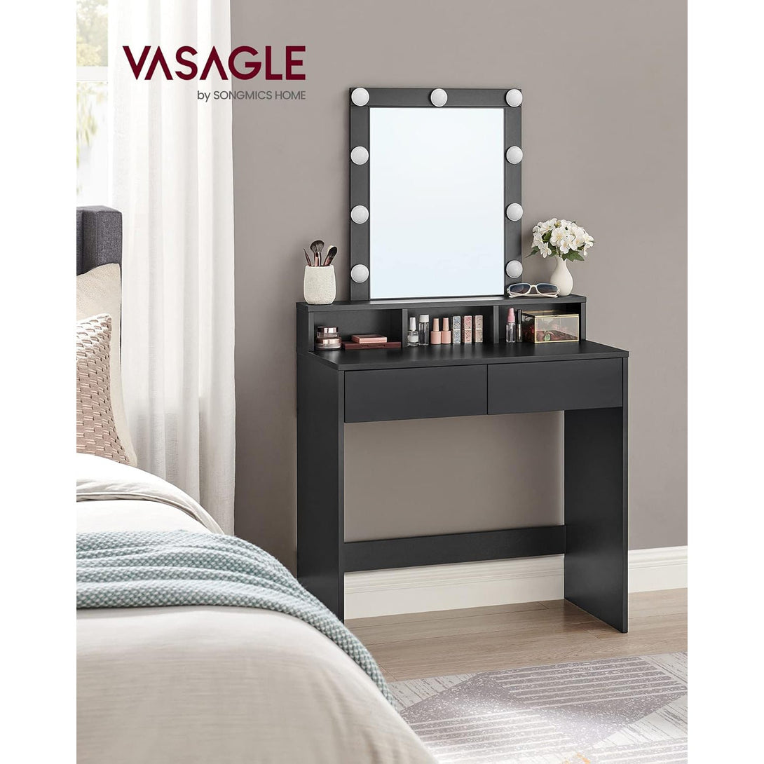 Toaletna miza z LED lučmi, nastavljiva svetlost, črna | VASAGLE-Vasdom.si