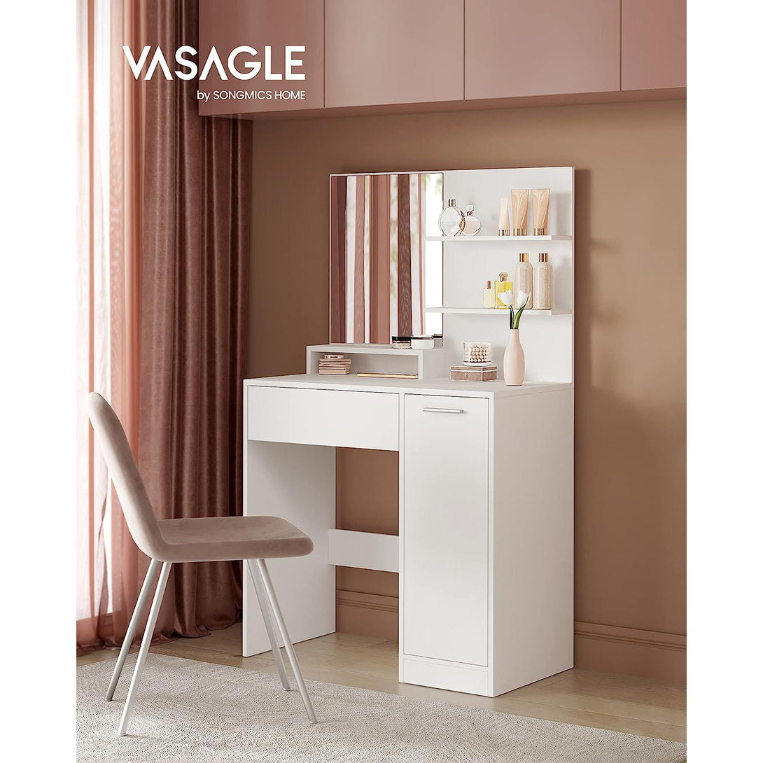 Toaletna miza z ogledalom, bela | VASAGLE-Vasdom.si