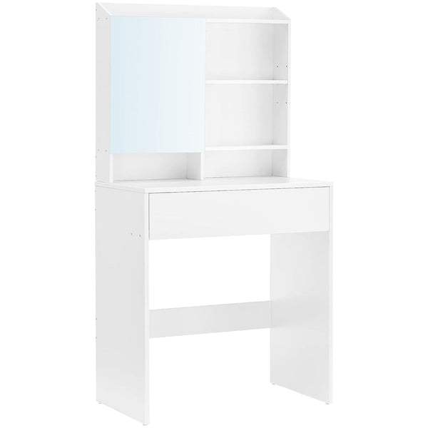 Toaletna miza z ogledalom, kozmetična miza s predali, bela | VASAGLE-Vasdom.si