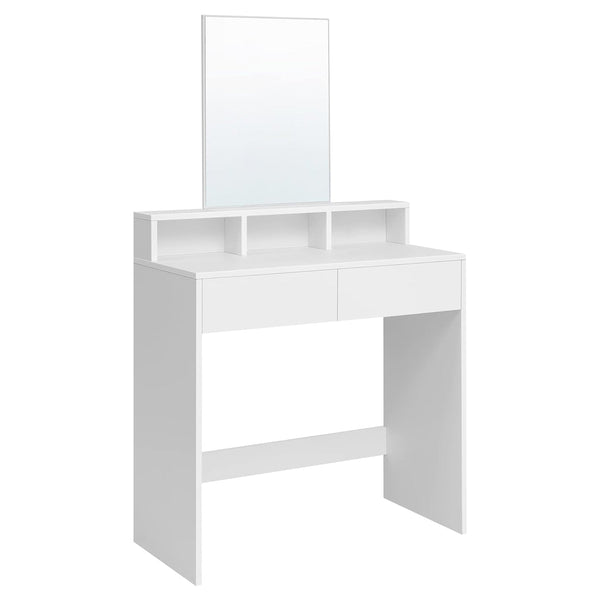 Toaletna miza z velikim ogledalom, 2 predala, sodobna kozmetična miza, bela | VASAGLE-Vasdom.si