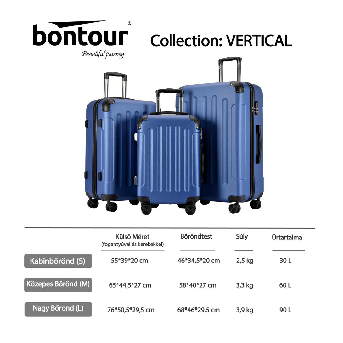 "VERTICAL" komplet treh kovčkov, modra | BONTOUR-Vasdom.si