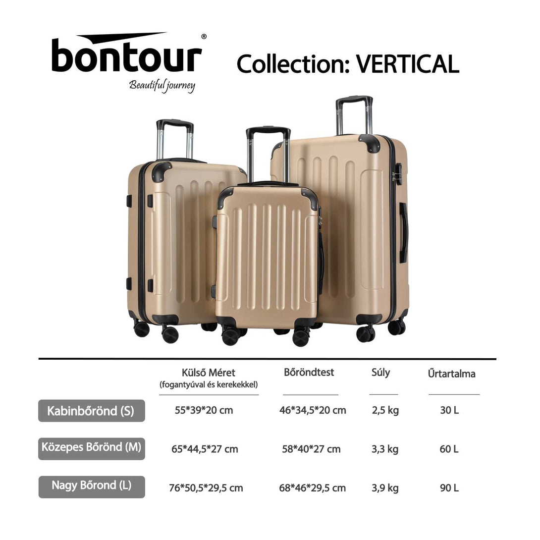 VERTIKAL Komplet kovčkov na štirih kolesih, 3v 1, barva šampanjca | BONTOUR-Vasdom.si