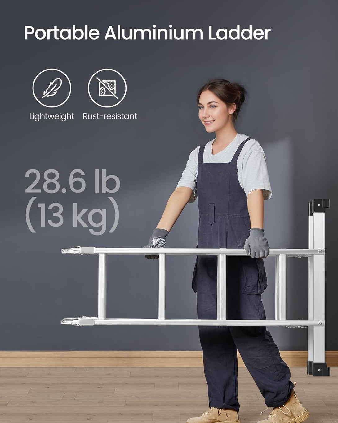 Večnamenska zložljiva lestev, 6 v 1, dolžina 430 cm, srebrna | SONGMICS-Vasdom.si