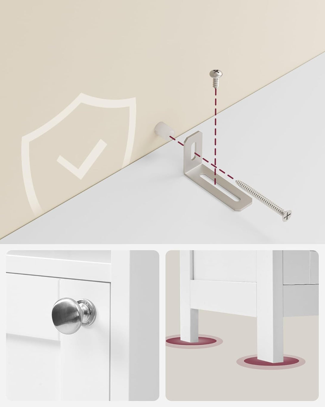 Visoka, ozka kopalniška omarica, 30×30×170 cm, bela | VASAGLE-Vasdom.si