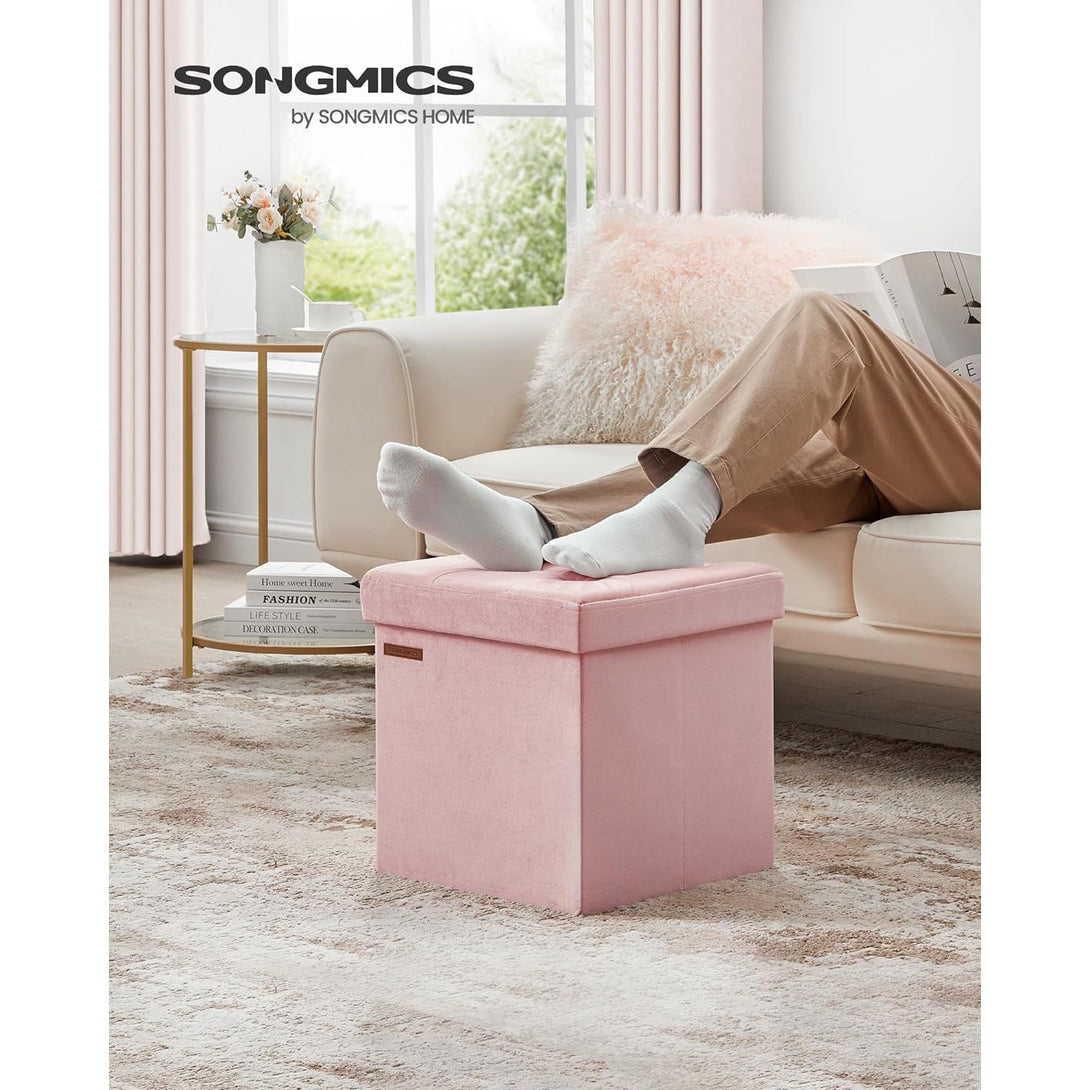 Zložljiva klop za shranjevanje s pokrovom, pastelno roza | SONGMICS-Vasdom.si