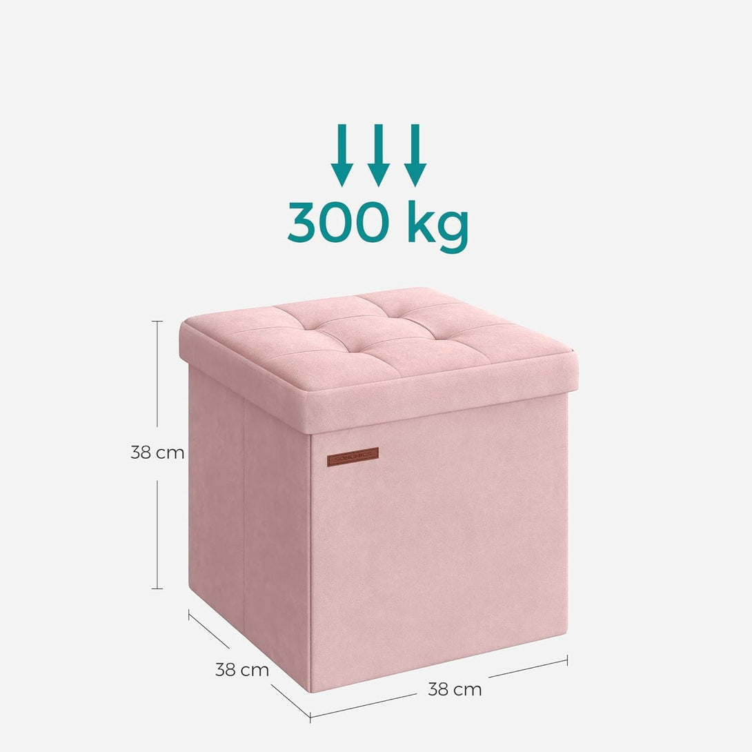 Zložljiva klop za shranjevanje s pokrovom, pastelno roza | SONGMICS-Vasdom.si