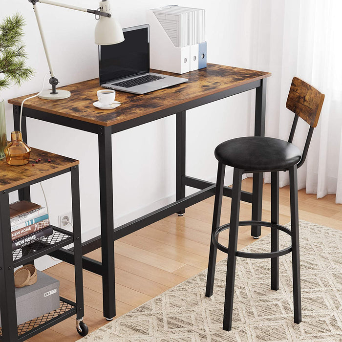 2 barska stola z oporo za noge 39 x 100 x 39 cm, rustikalno rjava in črna | VASAGLE-Vasdom.si