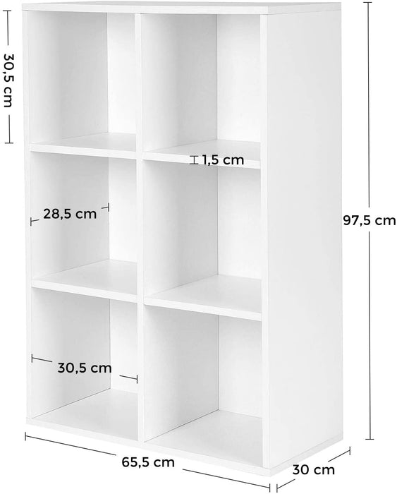 3-nivojska knjižna omara 65,5 x 30 x 97,5 cm, bela | VASAGLE-Vasdom.si