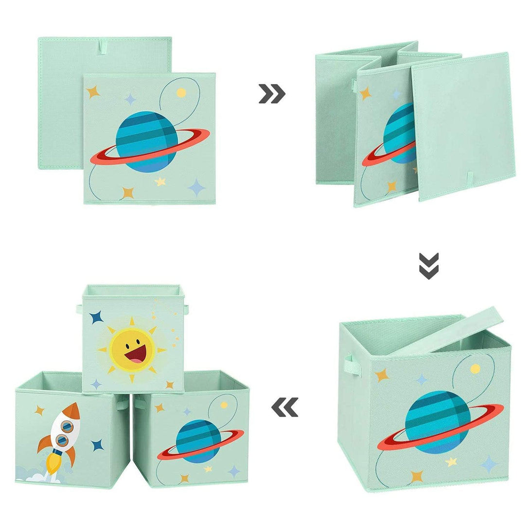 3 škatle za shranjevanje, škatle za organizatorje iger 30 x 30 x 30 cm, zelene | SONGMICS-Vasdom.si