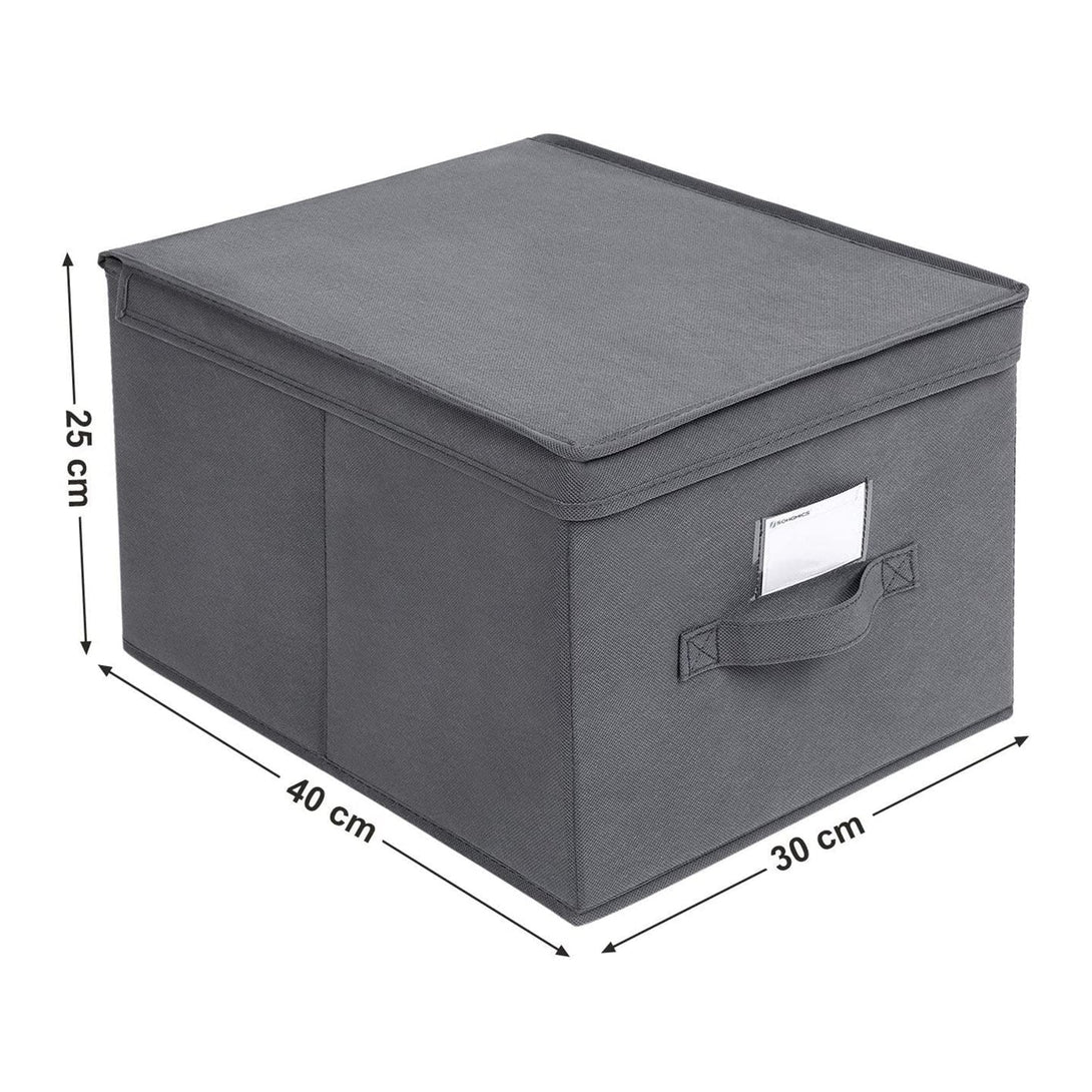 3 zložljive škatle za shranjevanje s pokrovi, 40 x 25 x 30 cm, sive | SONGMICS-Vasdom.si
