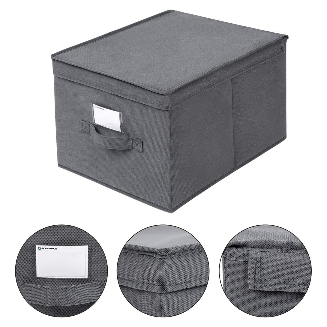 3 zložljive škatle za shranjevanje s pokrovi, 40 x 25 x 30 cm, sive | SONGMICS-Vasdom.si