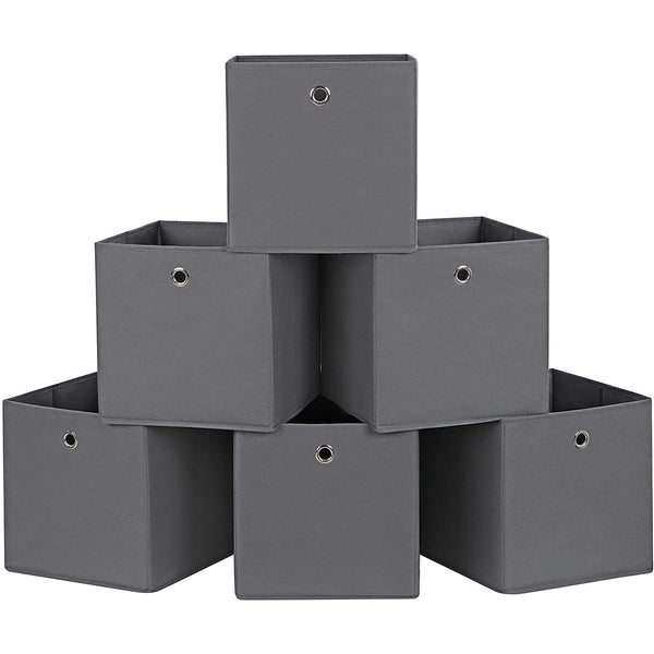 6 zložljivih škatel za shranjevanje, kocke za shranjevanje blaga, 30 x 30 x 30 cm, sive | SONGMICS-Vasdom.si