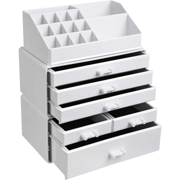 Akrilni organizator ličil, organizator ličil s 6 predali 24 x 30 x 13,5 cm, bel | SONGMICS-Vasdom.si