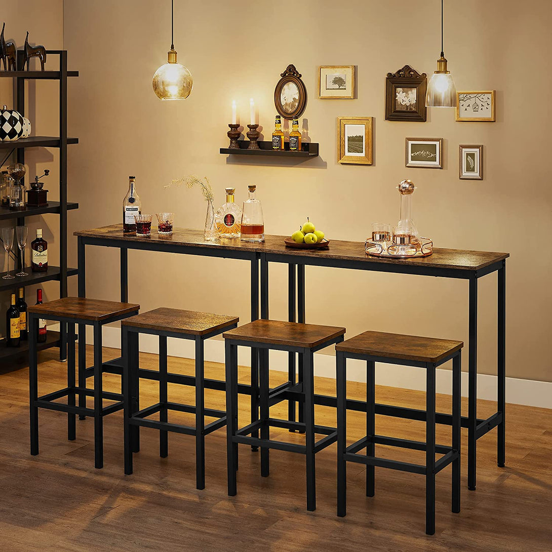 Barska miza z 2 barskima stoloma, 100 x 90 x 40 cm, rustikalno rjava | VASAGLE-Vasdom.si