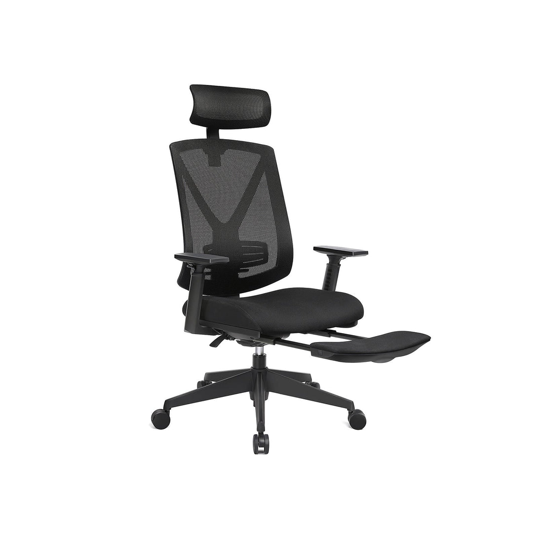 Ergonomski pisarniški stol z oporo za noge, največja obremenitev 150 kg, črn | SONGMICS-Vasdom.si