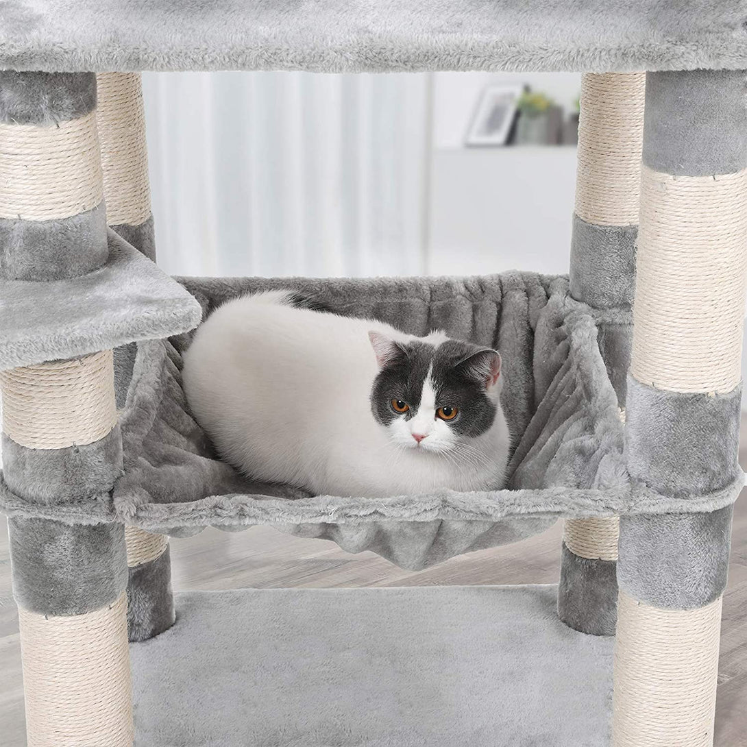 FEANDREA Hlevsko plezalo za mačke z votlino, 143 cm, svetlo sivo | SONGMICS-Vasdom.si