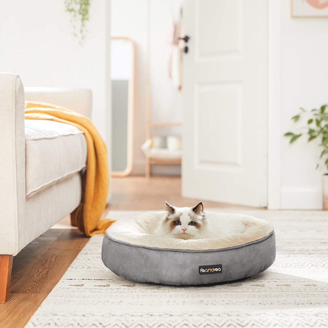 FEANDREA pasja postelja okrogla postelja za hišne ljubljenčke, 50 x 18 x 50 cm, svetlo siva-Vasdom.si