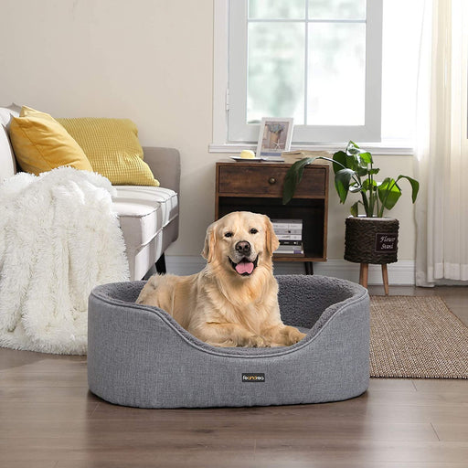 FEANDREA pasja postelja, pasja košara, obračalna blazina, 83 x 63 x 27 cm, siva-Vasdom.si