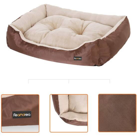 FEANDREA pasja postelja, pasja postelja 80 x 65 x 20 cm, rjava-Vasdom.si