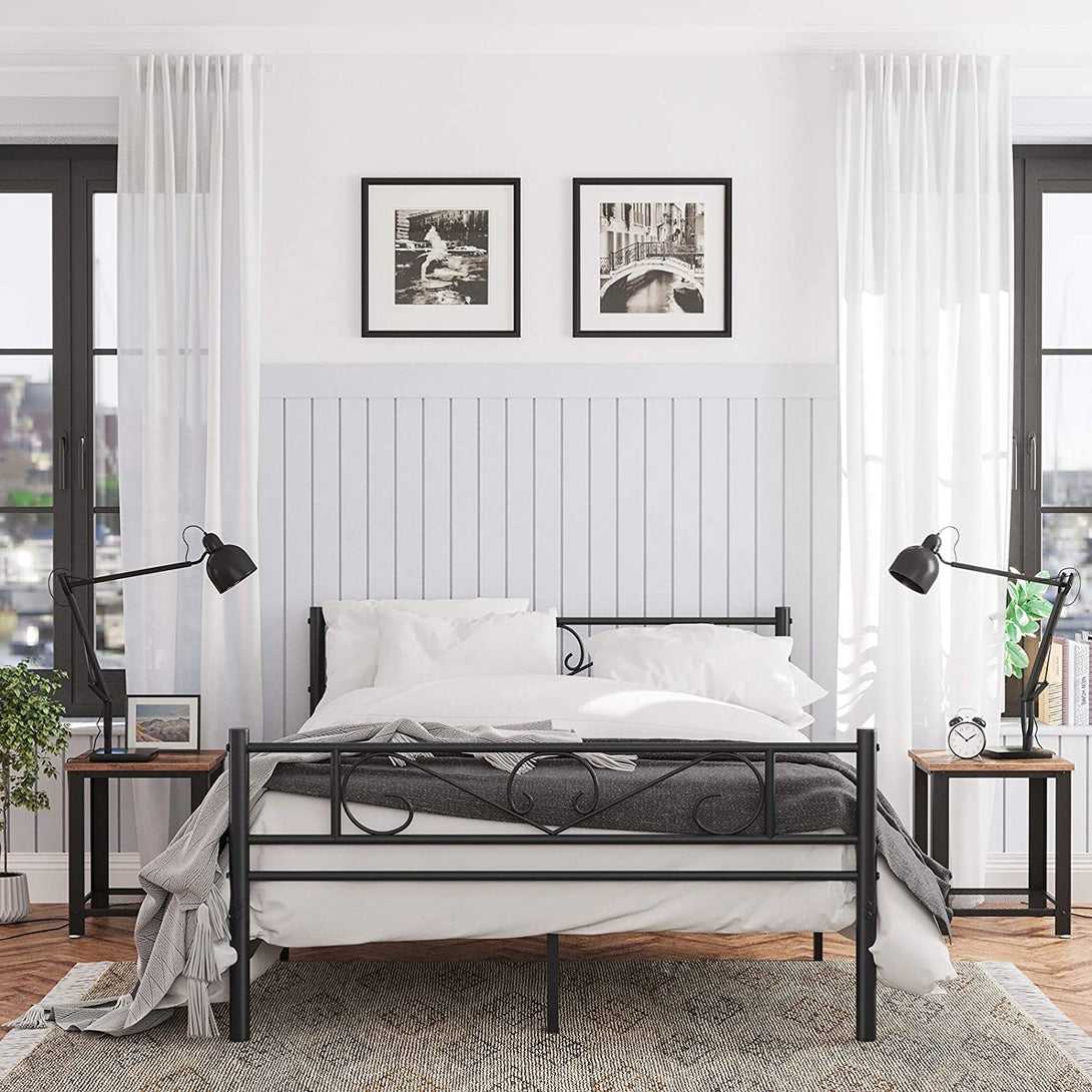 Francoski posteljni okvir, kovinski posteljni okvir 198 x 86,4 x 141,8 cm, črn | VASAGLE-Vasdom.si