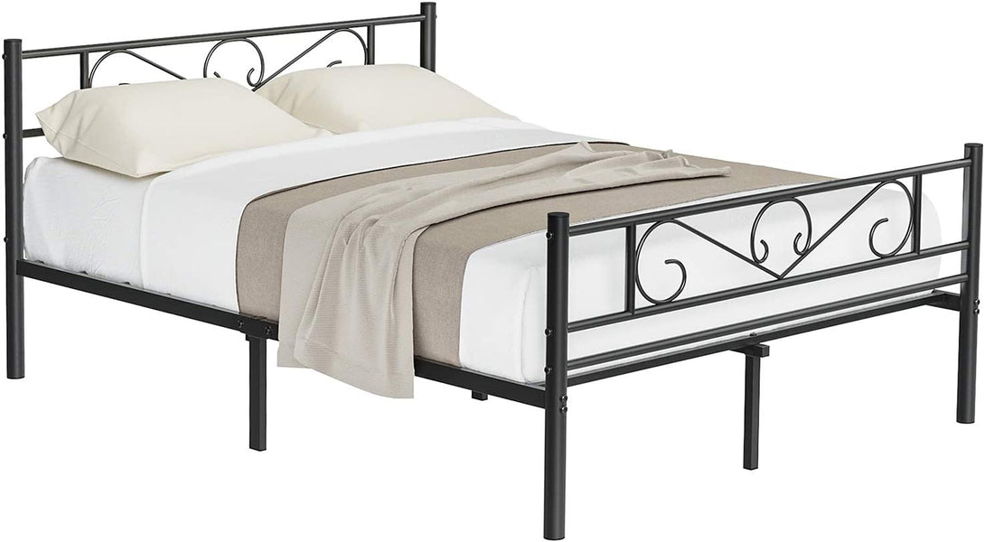 Francoski posteljni okvir, kovinski posteljni okvir 198 x 86,4 x 141,8 cm, črn | VASAGLE-Vasdom.si