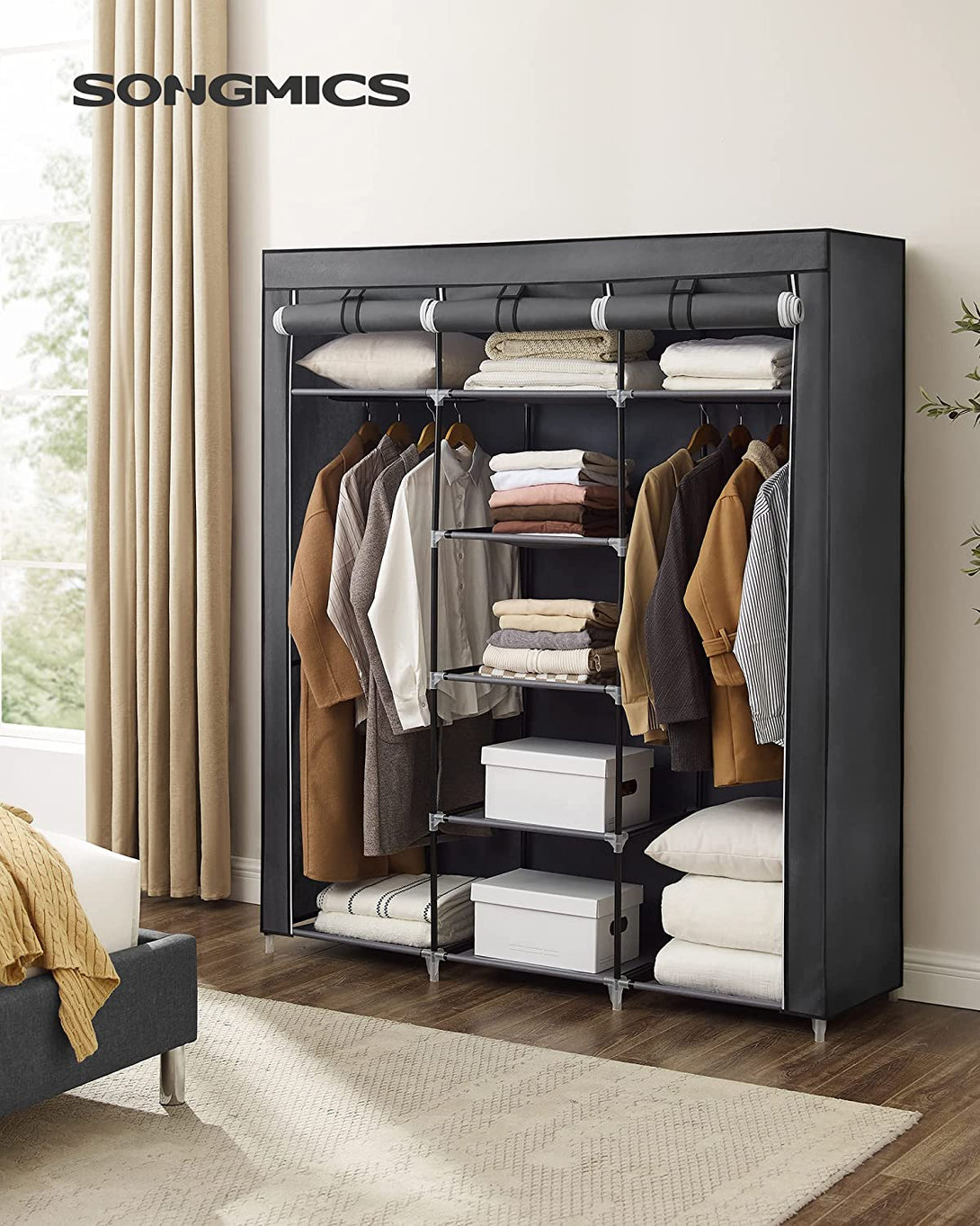 Garderobna omara 175 x 150 x 45 cm, siva | SONGMICS-Vasdom.si